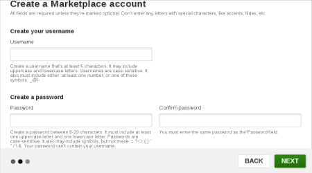 Username and password form.